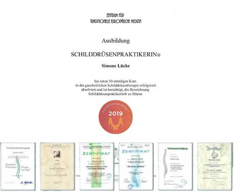 Klicken Sie für weitere Zertifikate der Heilpraktikerin Simone Lücke, Groß-Gerau Zertifizierte Schilddrüsen-Praktikerin®